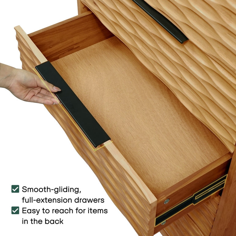 Elara Solid Wood Dresser with 5 Drawers Megsu