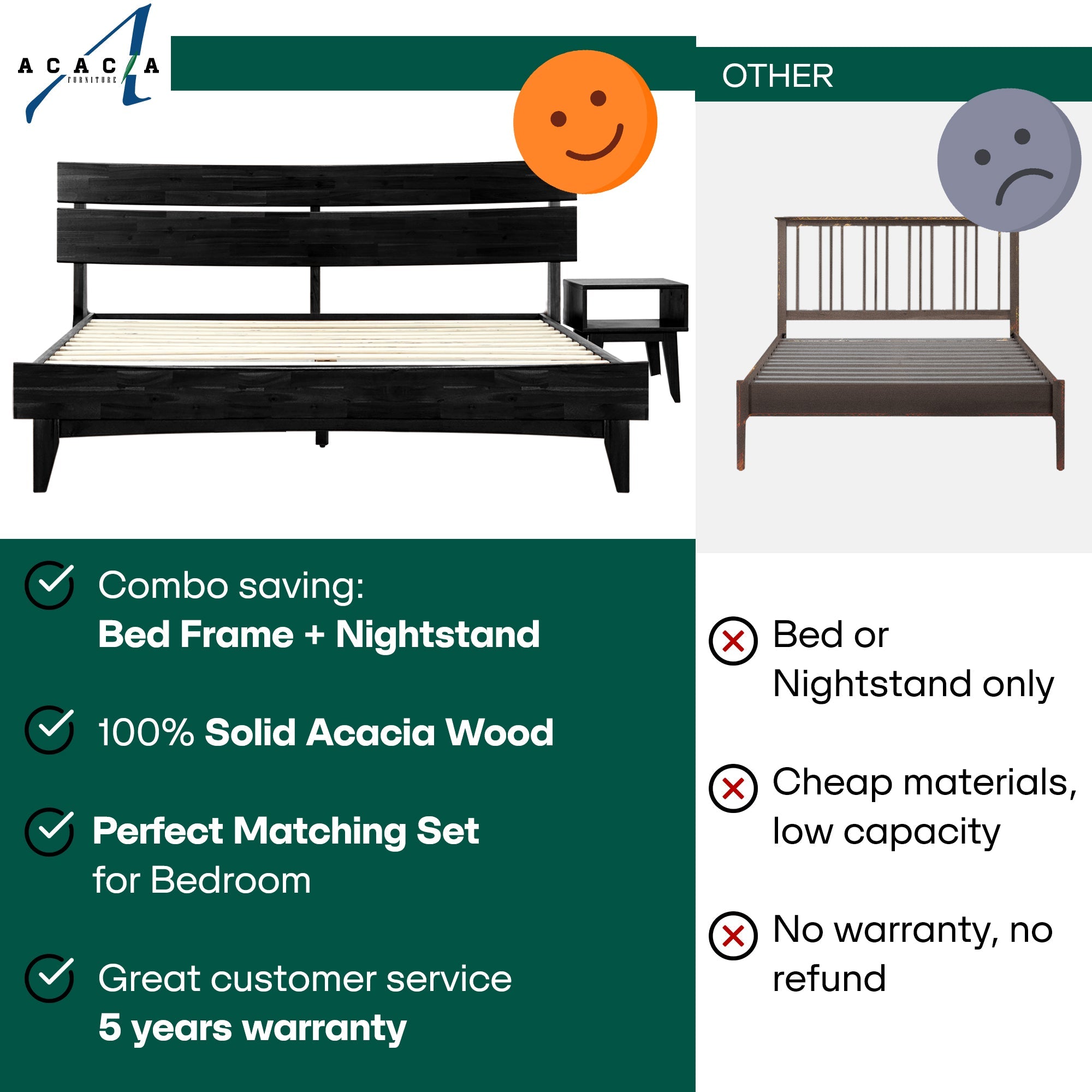 Aurora Solid Wood Bed Frame Megsu
