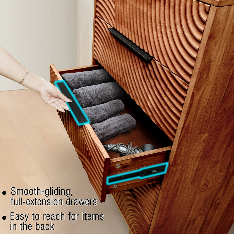 Harmony Solid Wood Dresser with 5 Drawers Megsu