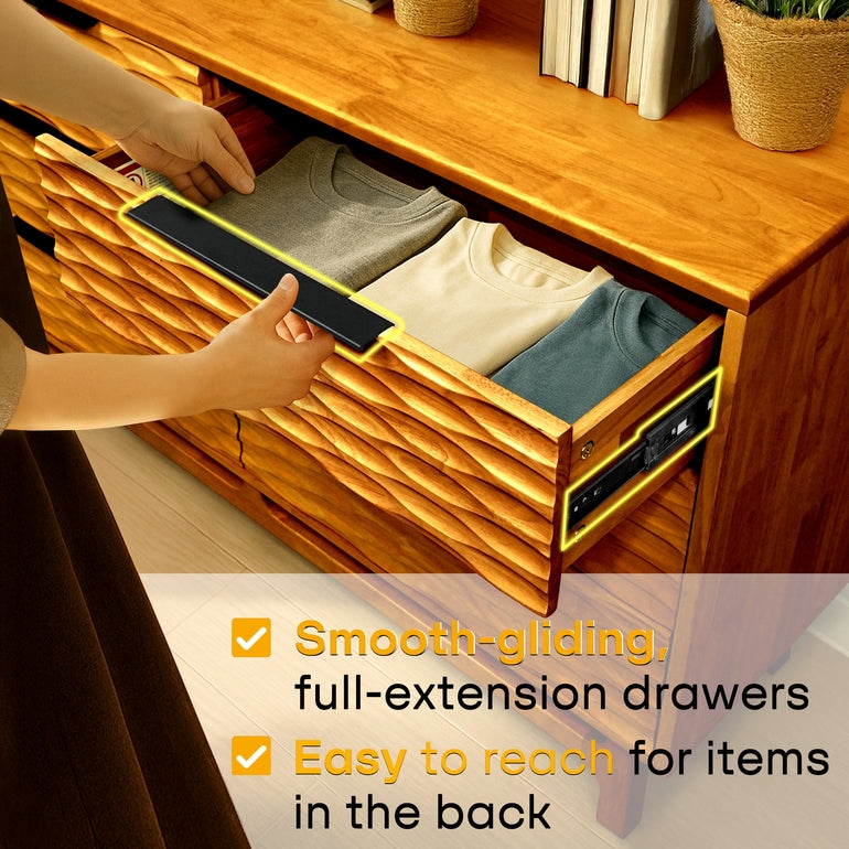 Elara Solid Wood Dresser with 6 Drawers Megsu