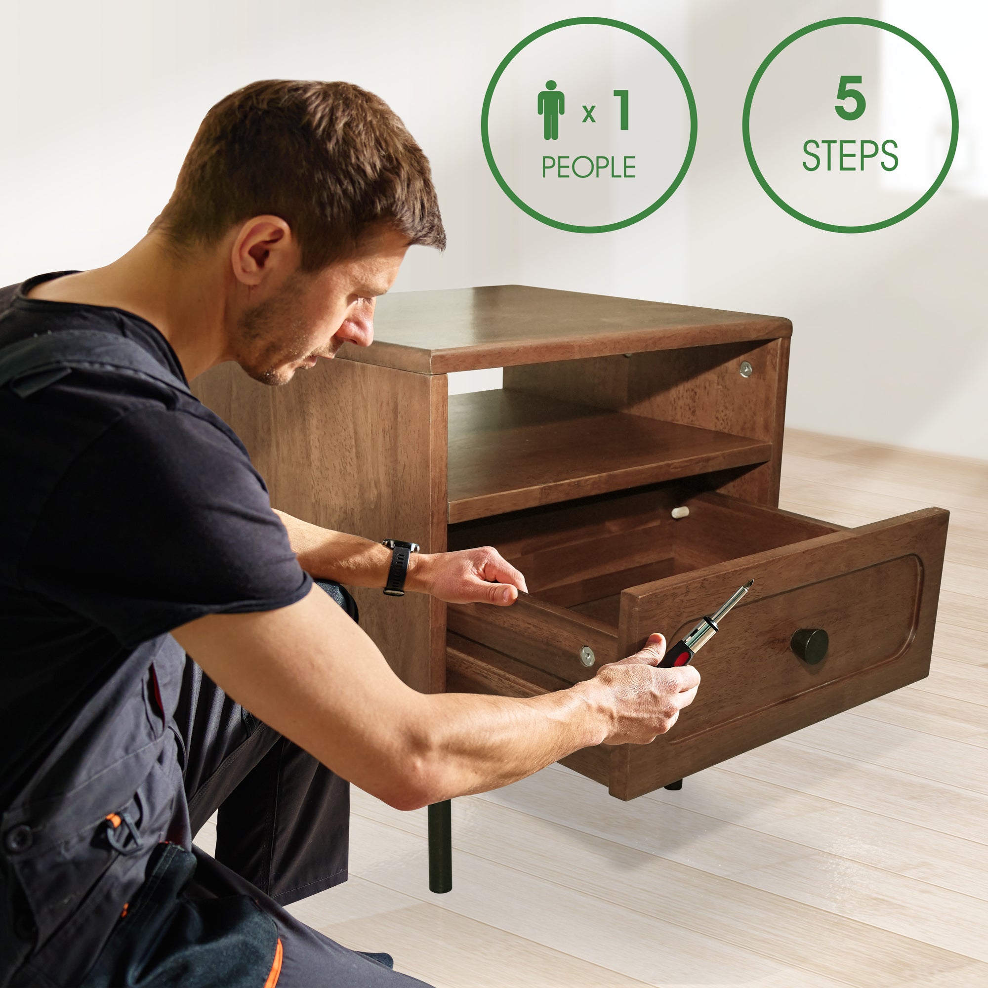 Savana Solid Wood Single-Drawer Nightstand Megsu