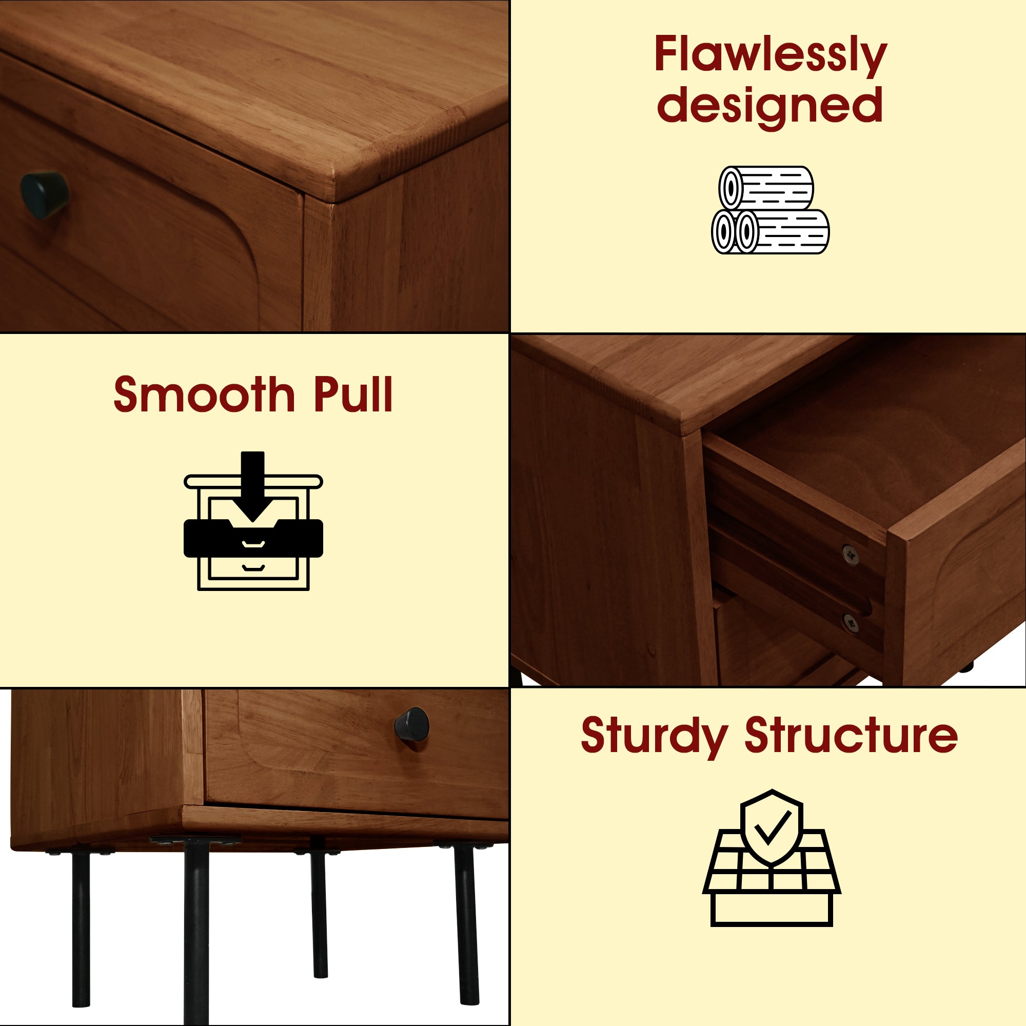Savana Solid Wood 2-Drawer Nightstand Megsu
