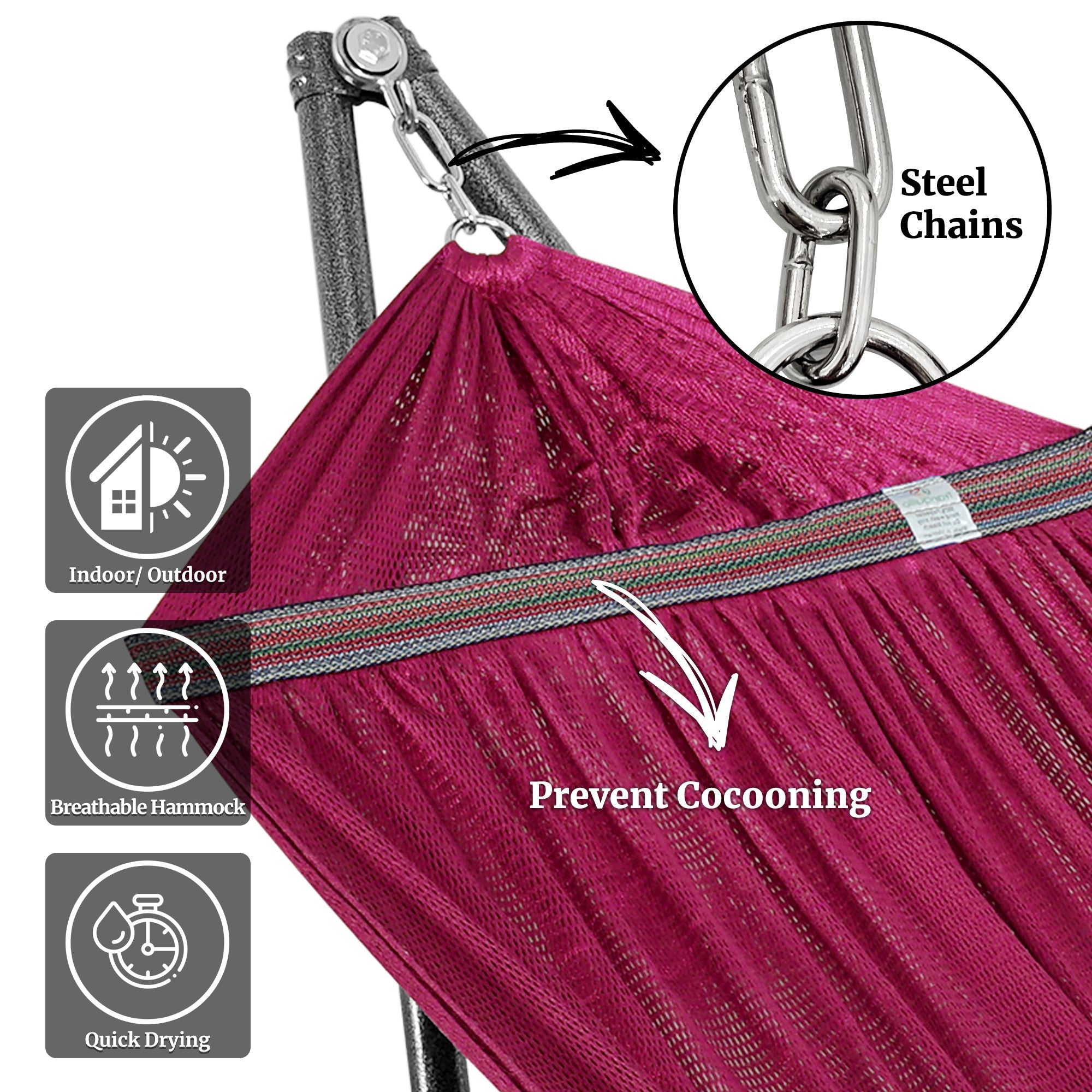 Tranquillo Universal Hammock with Medium Size Stands for Ultimate Relaxation - Ideal Universal Hammock Stands - Medium Size Megsu