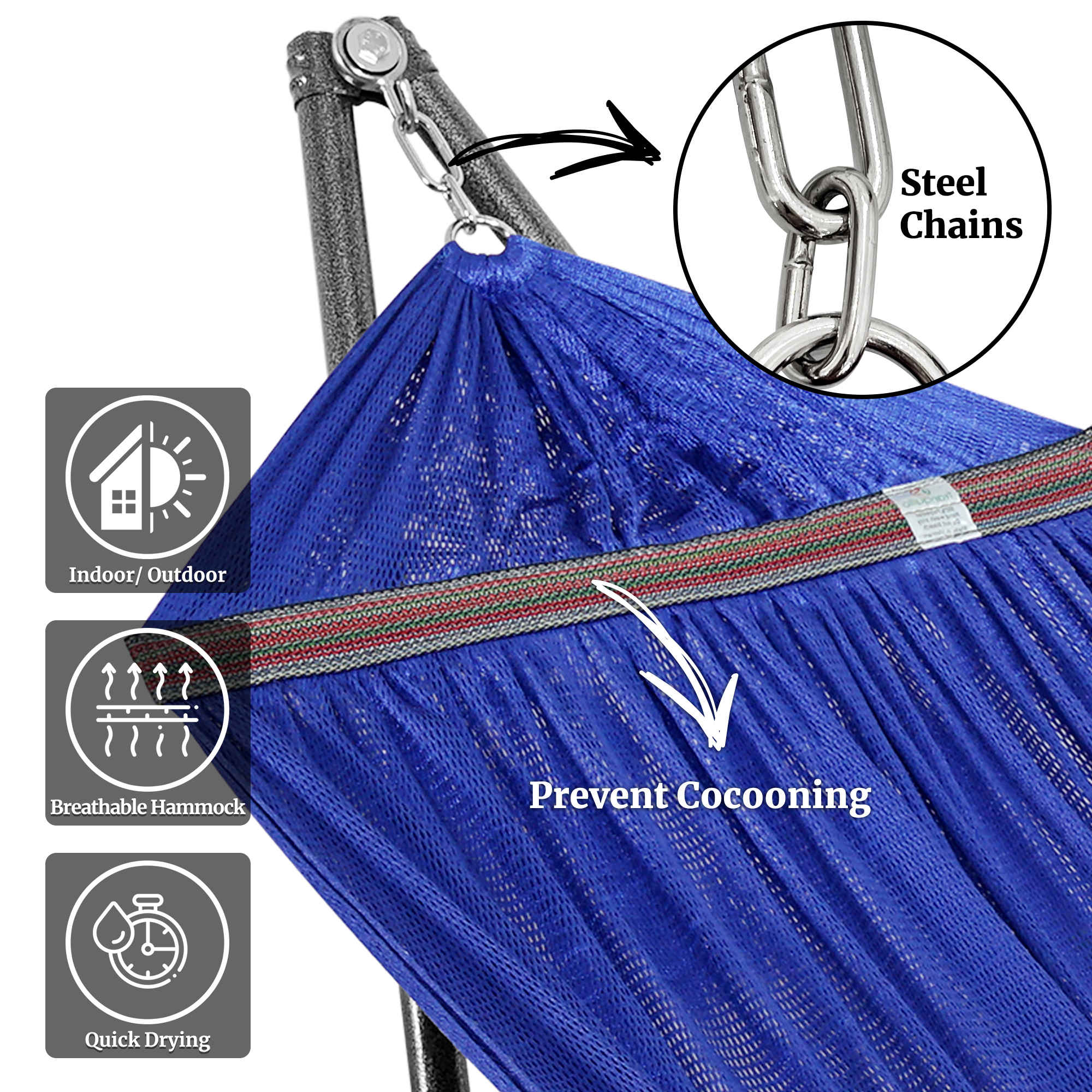Tranquillo Universal Hammock with Medium Size Stands for Ultimate Relaxation - Ideal Universal Hammock Stands - Medium Size Megsu