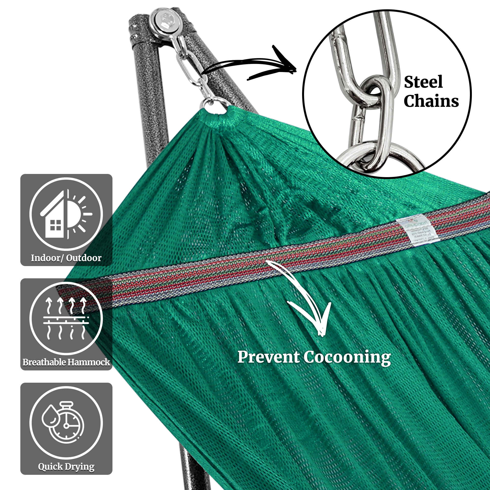 Tranquillo Universal Hammock with Medium Size Stands for Ultimate Relaxation - Ideal Universal Hammock Stands - Medium Size Megsu
