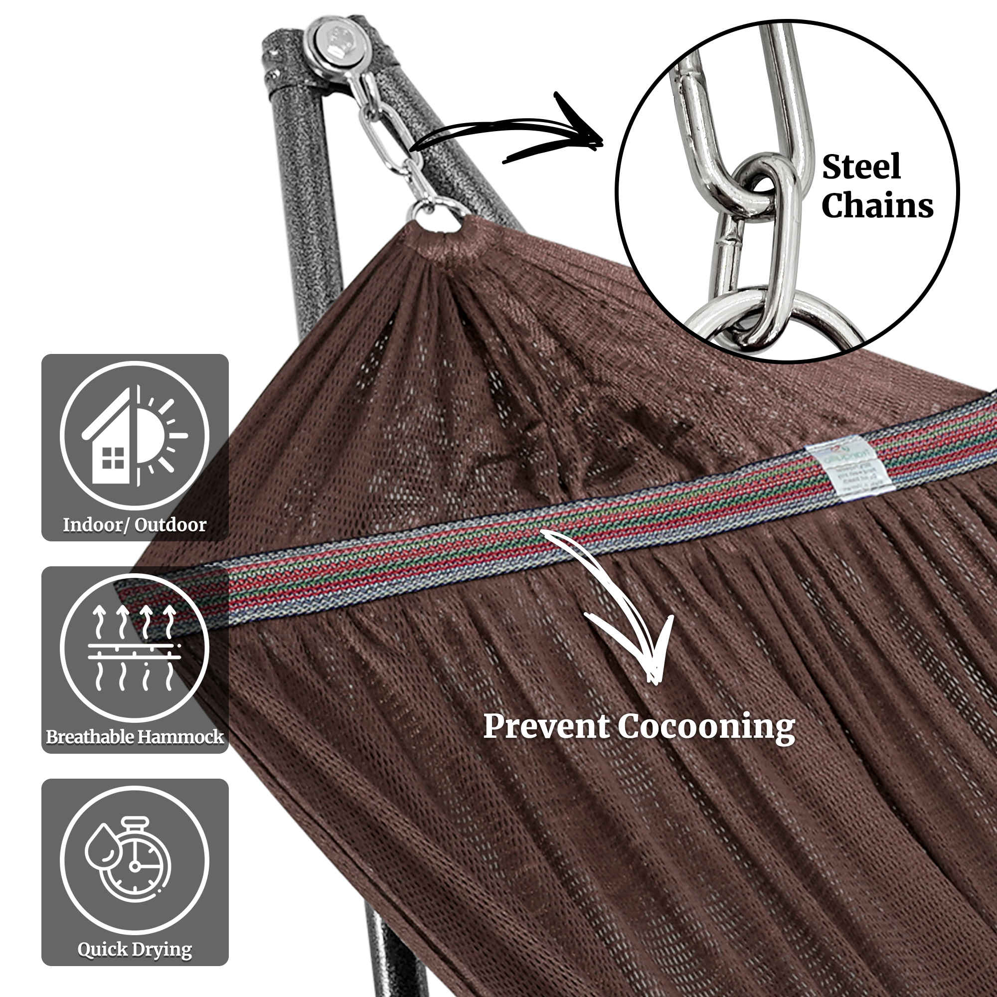 Tranquillo Universal Hammock with Medium Size Stands for Ultimate Relaxation - Ideal Universal Hammock Stands - Medium Size Megsu