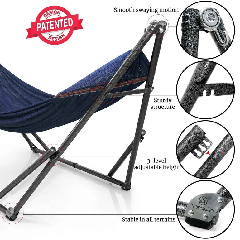 Tranquillo Universal Hammock with Medium Size Stands for Ultimate Relaxation - Ideal Universal Hammock Stands - Medium Size Megsu