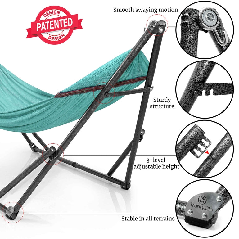 Tranquillo Universal Hammock with Medium Size Stands for Ultimate Relaxation - Ideal Universal Hammock Stands - Medium Size Megsu