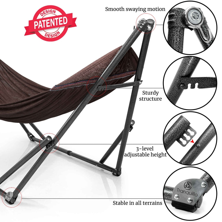 Tranquillo Universal Hammock with Medium Size Stands for Ultimate Relaxation - Ideal Universal Hammock Stands - Medium Size Megsu