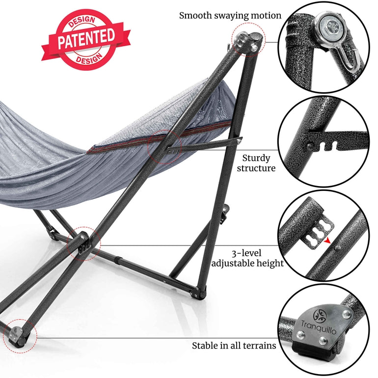 Tranquillo Universal Hammock with Medium Size Stands for Ultimate Relaxation - Ideal Universal Hammock Stands - Medium Size Megsu