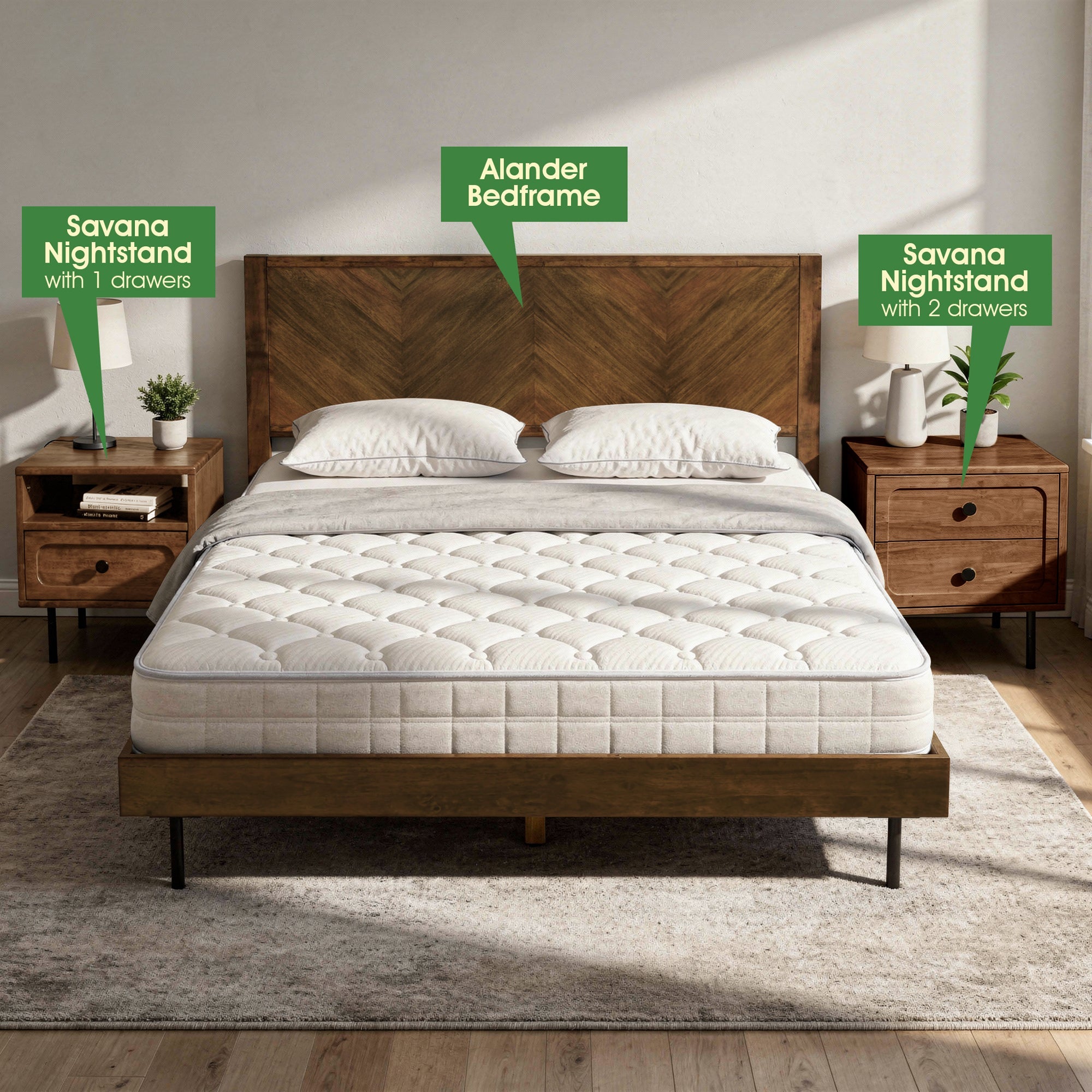 Savana Solid Wood Single-Drawer Nightstand Megsu