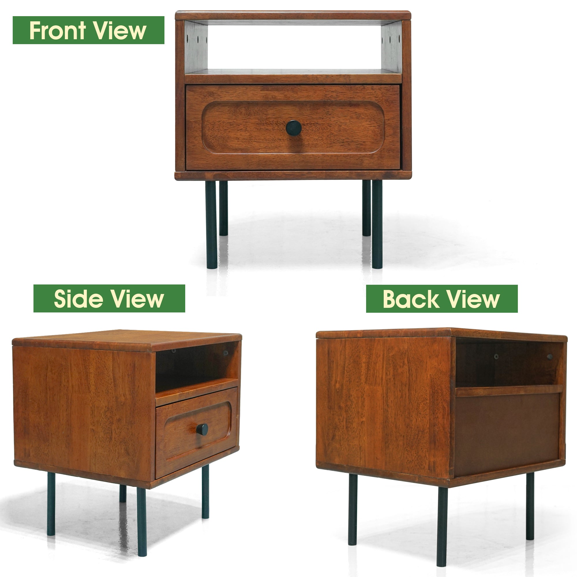 Savana Solid Wood Single-Drawer Nightstand Megsu