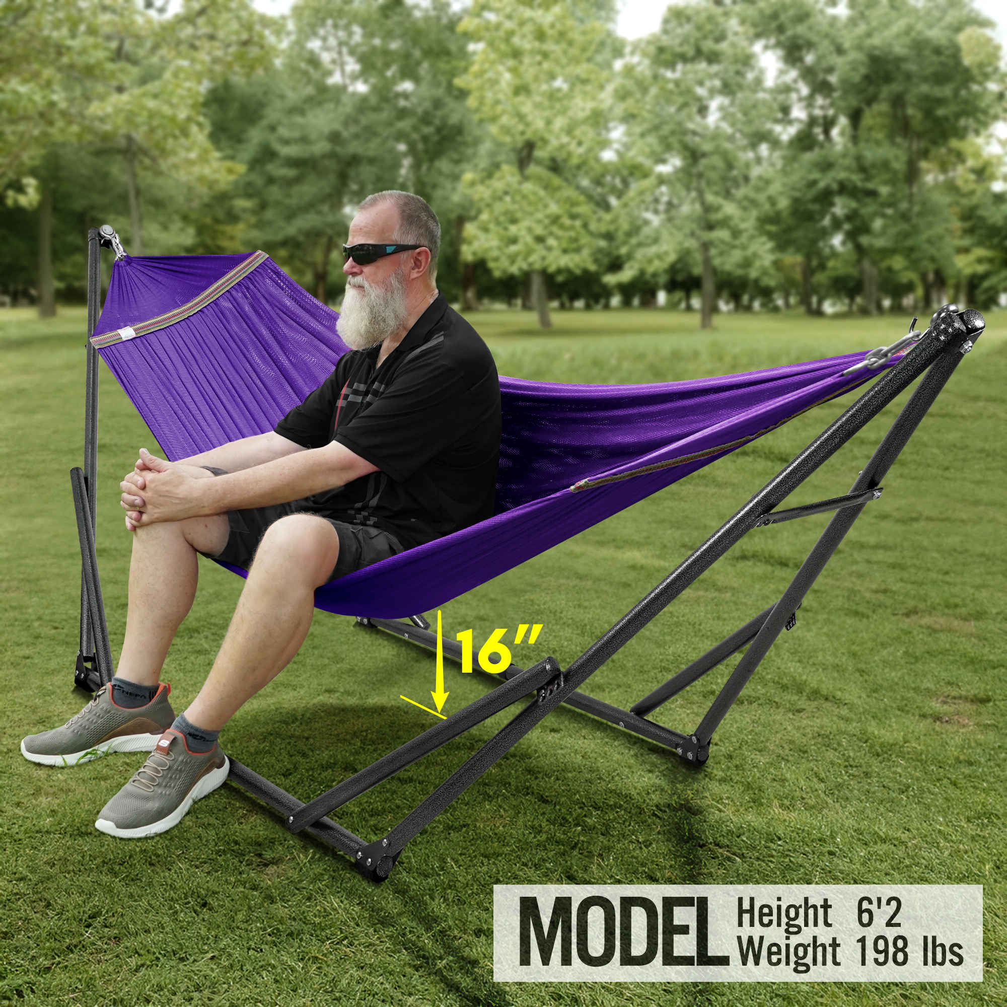 Tranquillo Universal Hammock with Medium Size Stands for Ultimate Relaxation - Ideal Universal Hammock Stands - Medium Size Megsu