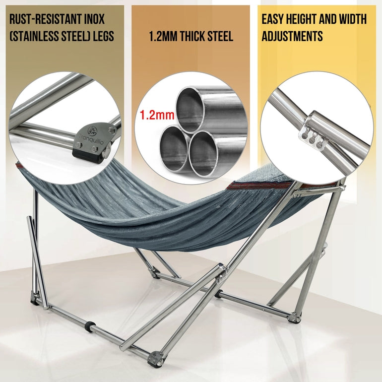 Tranquillo Original Stainless Steel Hammock Stand for Ultimate Relaxation Megsu