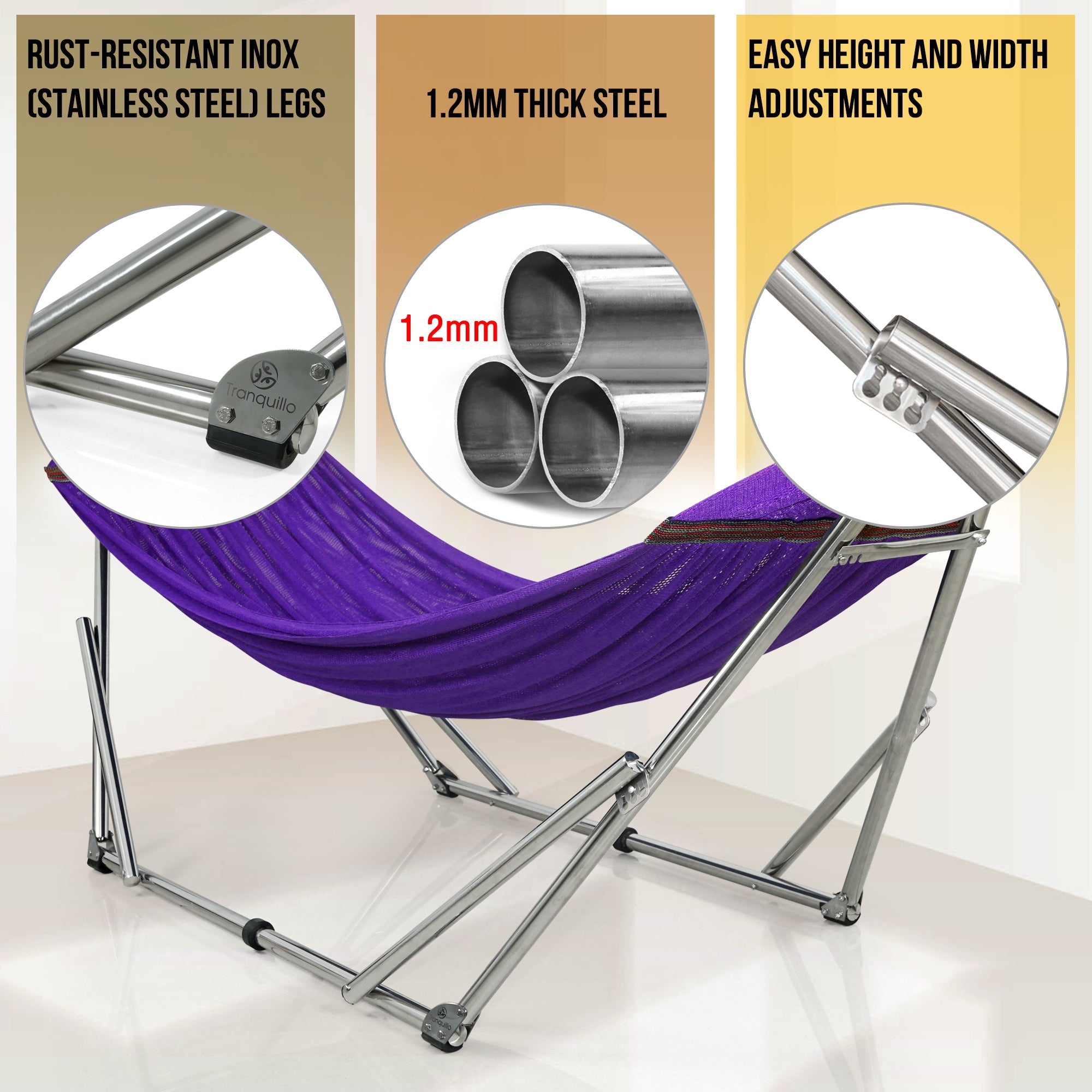 Tranquillo Original Stainless Steel Hammock Stand for Ultimate Relaxation Megsu