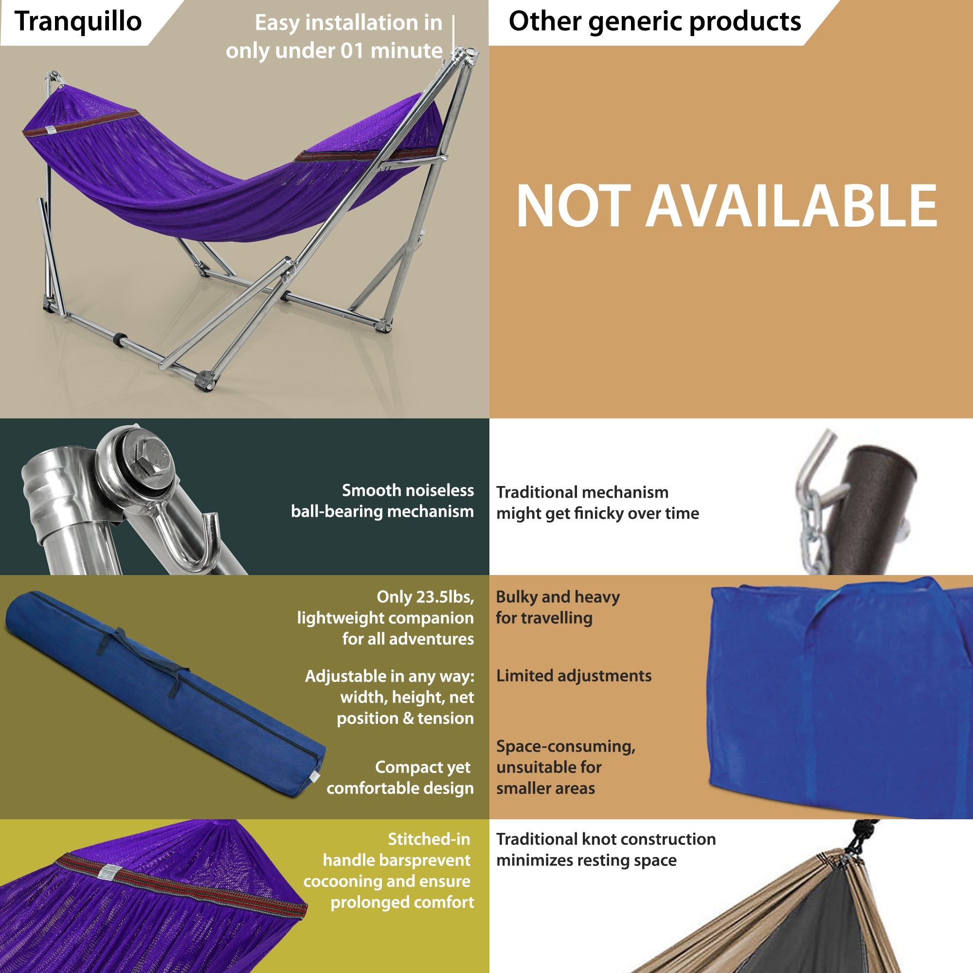 Tranquillo Original Stainless Steel Hammock Stand for Ultimate Relaxation Megsu