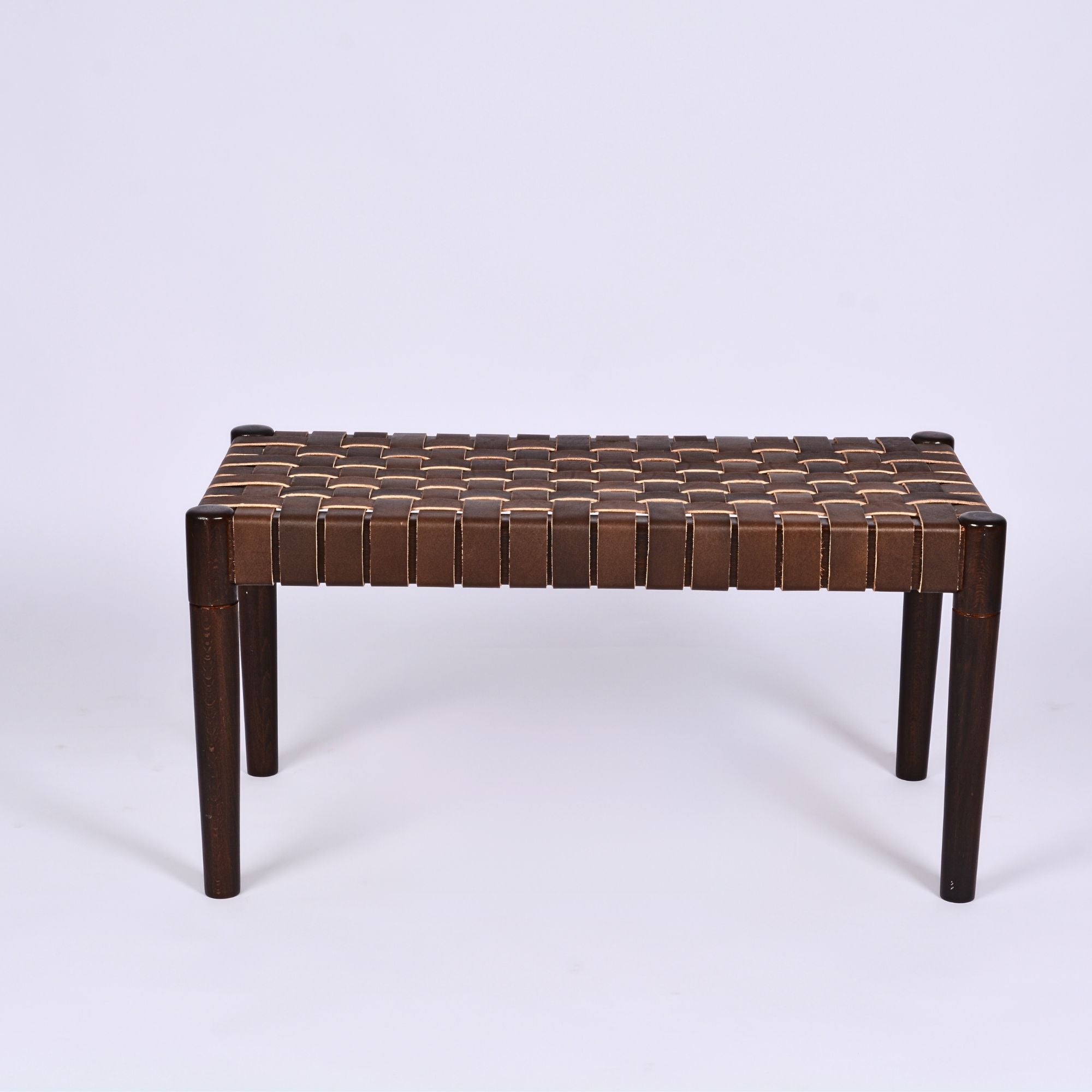 Customizable Woven Leather Strap Bench