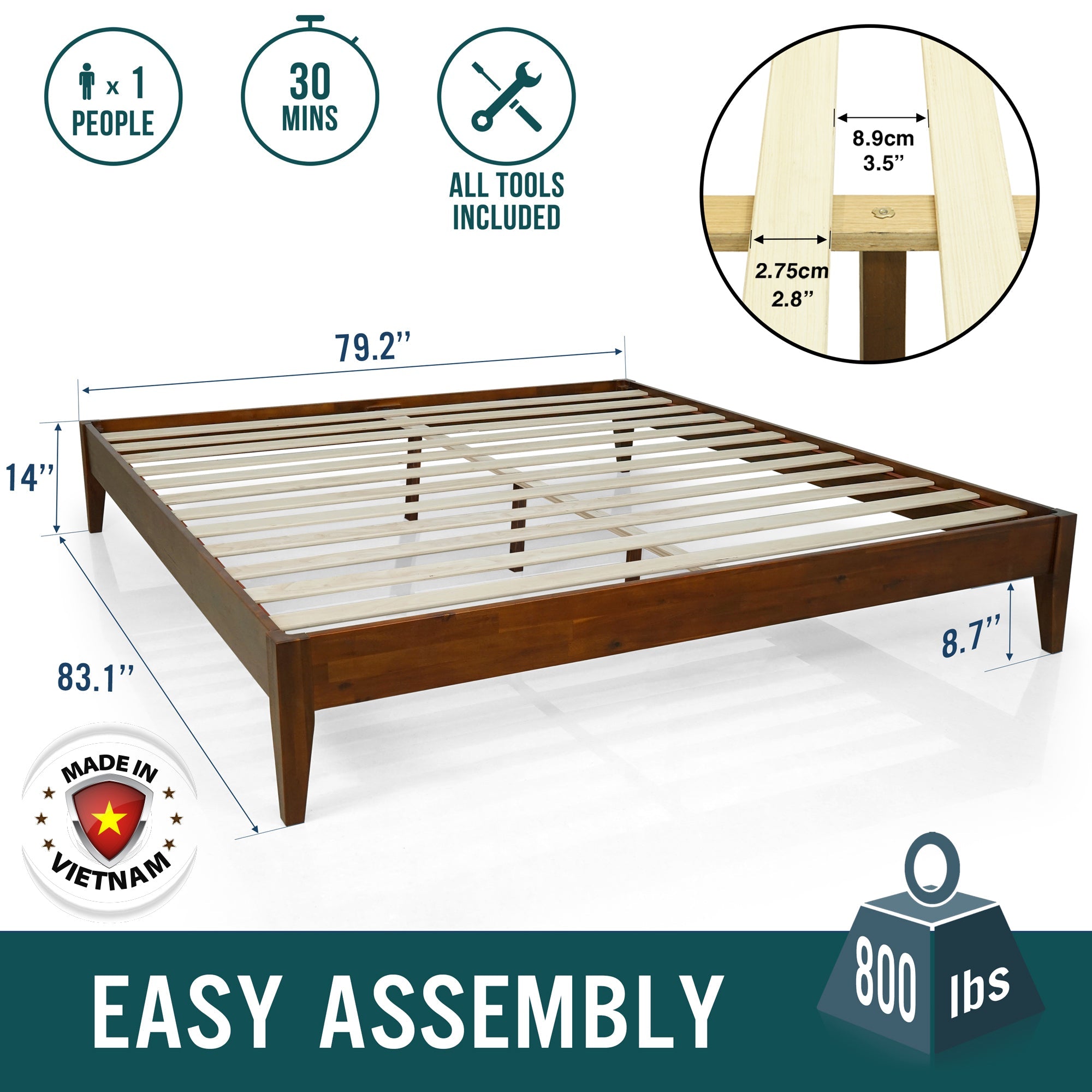 Mervyn Solid Wood Bed Frame Megsu