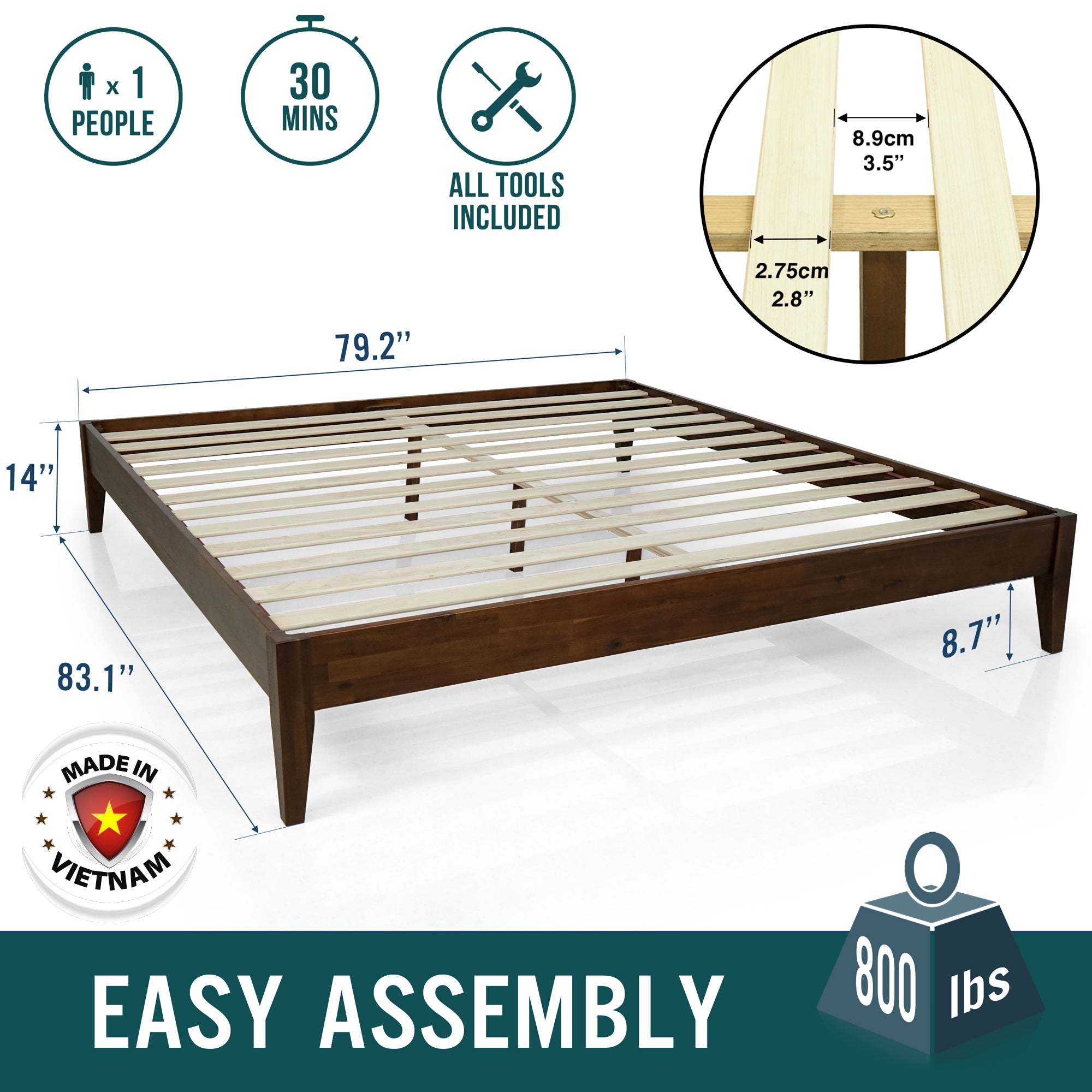 Mervyn Solid Wood Bed Frame Megsu