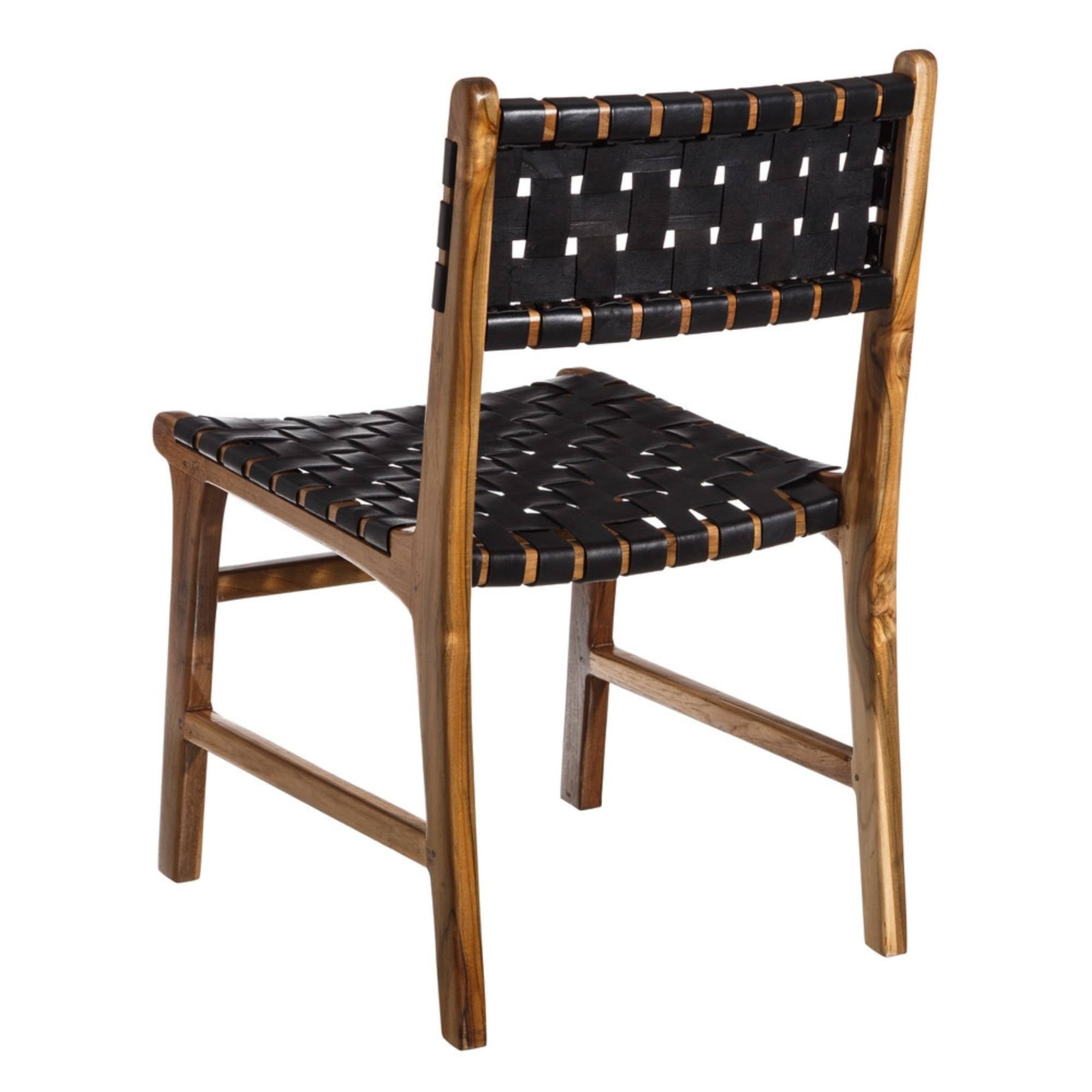 Chair with black woven seat and backrest on a white background