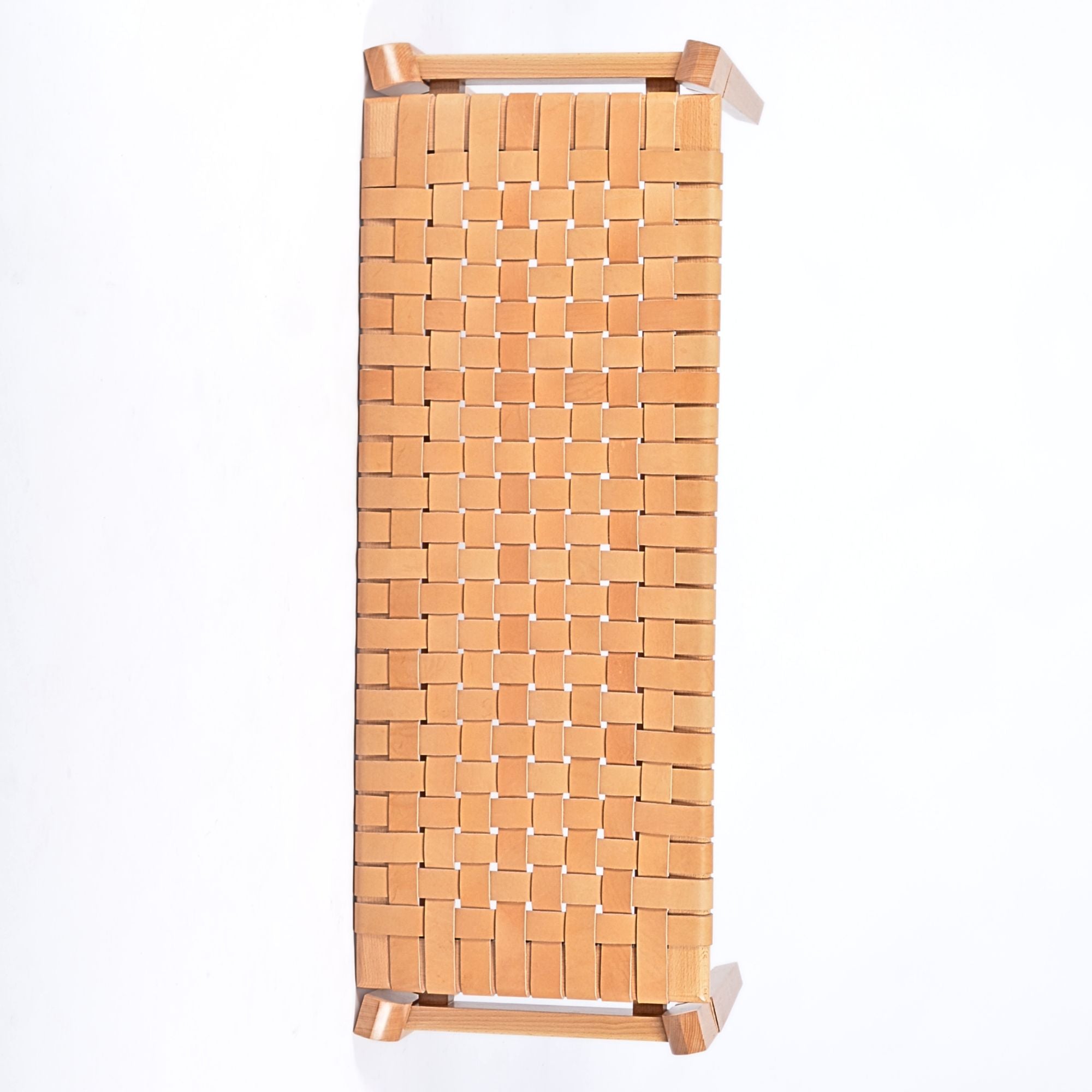 Woven Leather Bench-Beige