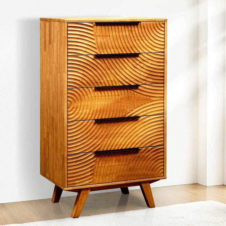 Harmony Solid Wood Dresser with 5 Drawers Megsu