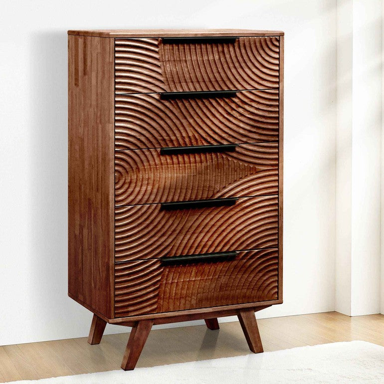 Harmony Solid Wood Dresser with 5 Drawers Megsu