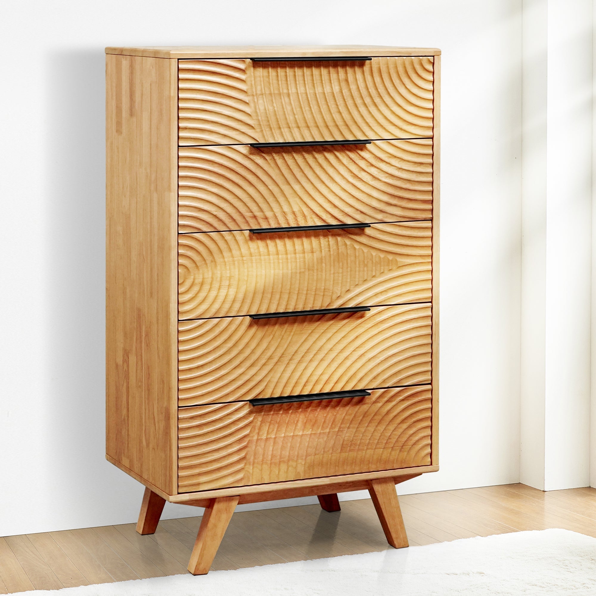 Harmony Solid Wood Dresser with 5 Drawers Megsu