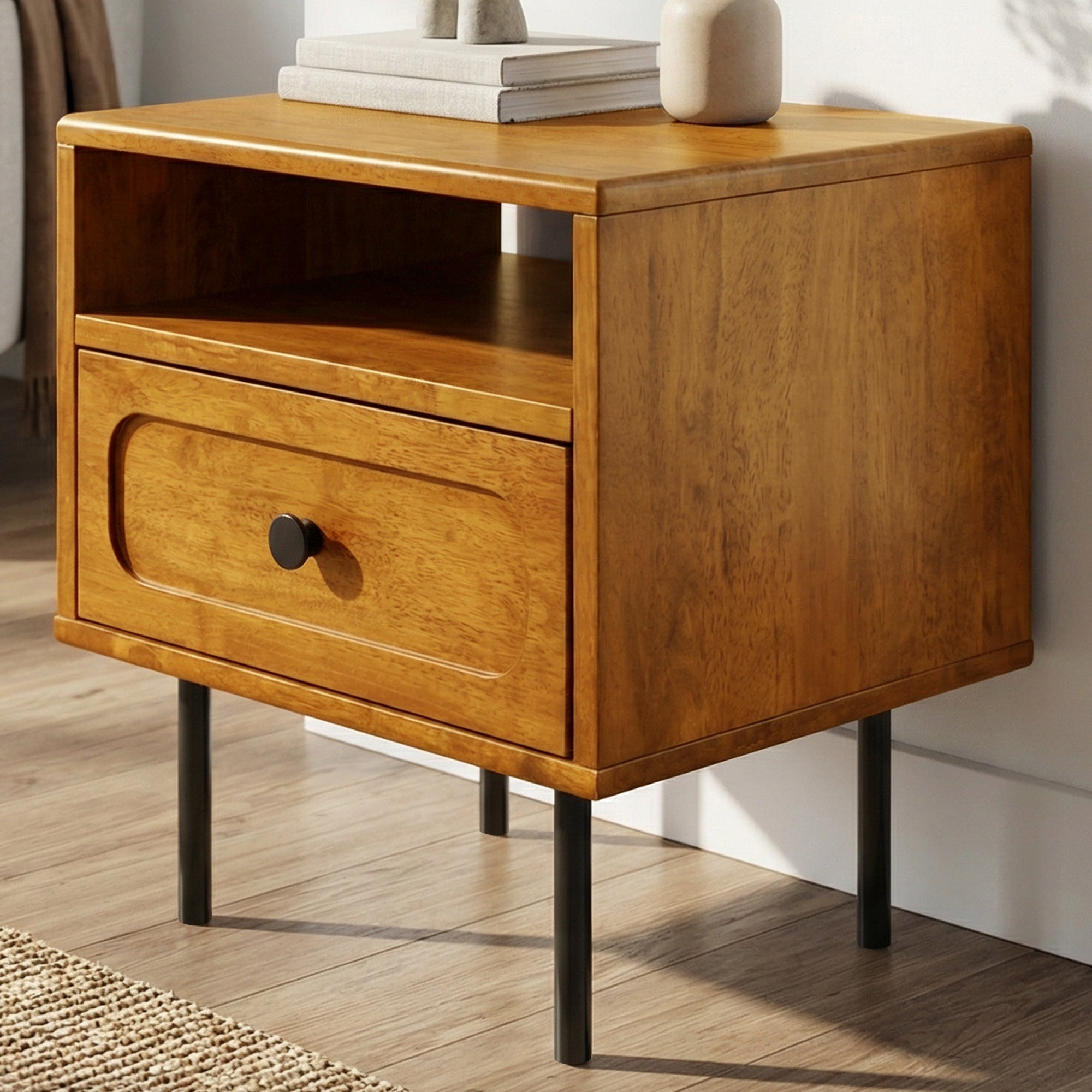 Savana Solid Wood Single-Drawer Nightstand Megsu