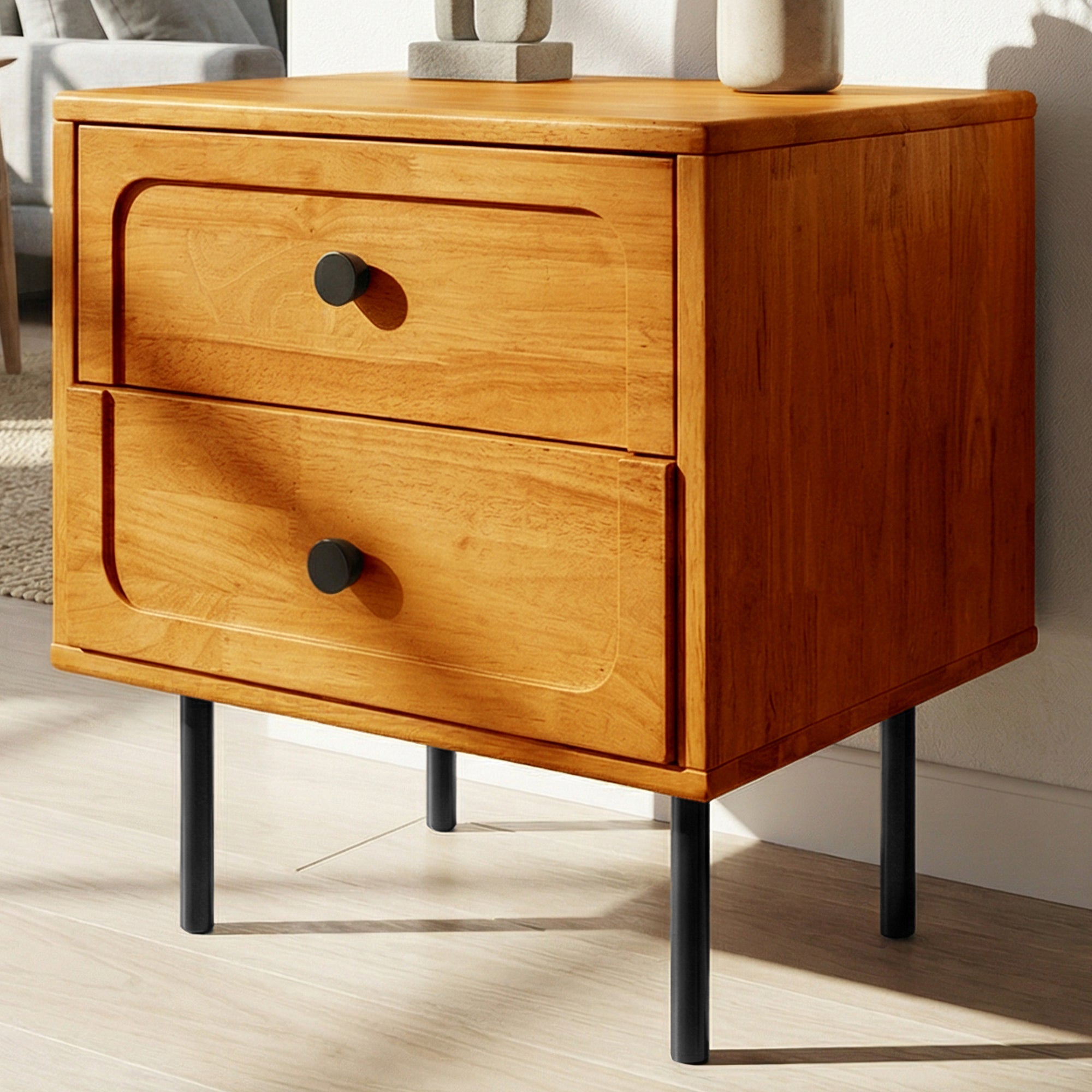 Savana Solid Wood 2-Drawer Nightstand Megsu