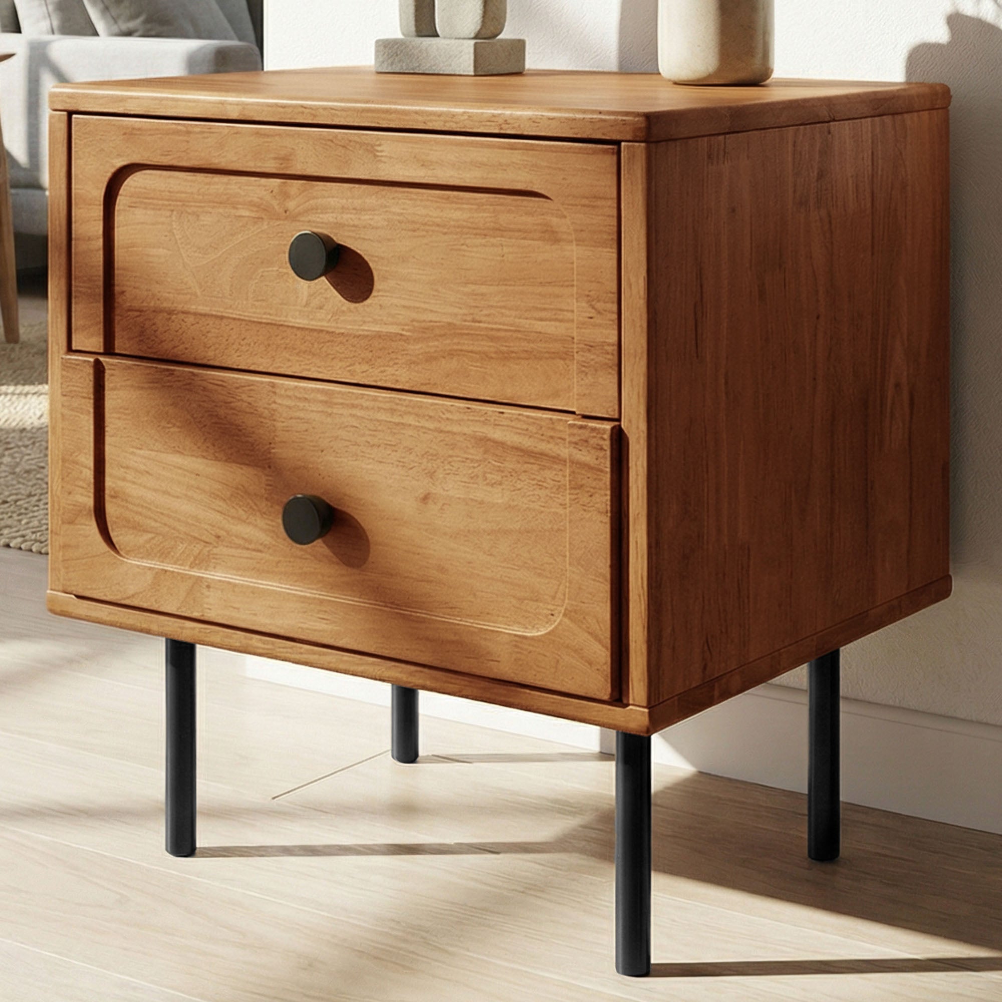 Savana Solid Wood 2-Drawer Nightstand Megsu