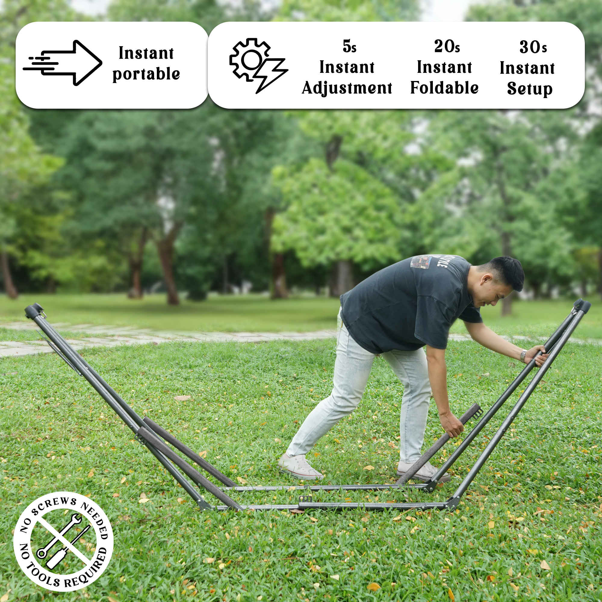 Tranquillo Uniki Canvas Hammock with Stand for Ultimate Relaxation Megsu