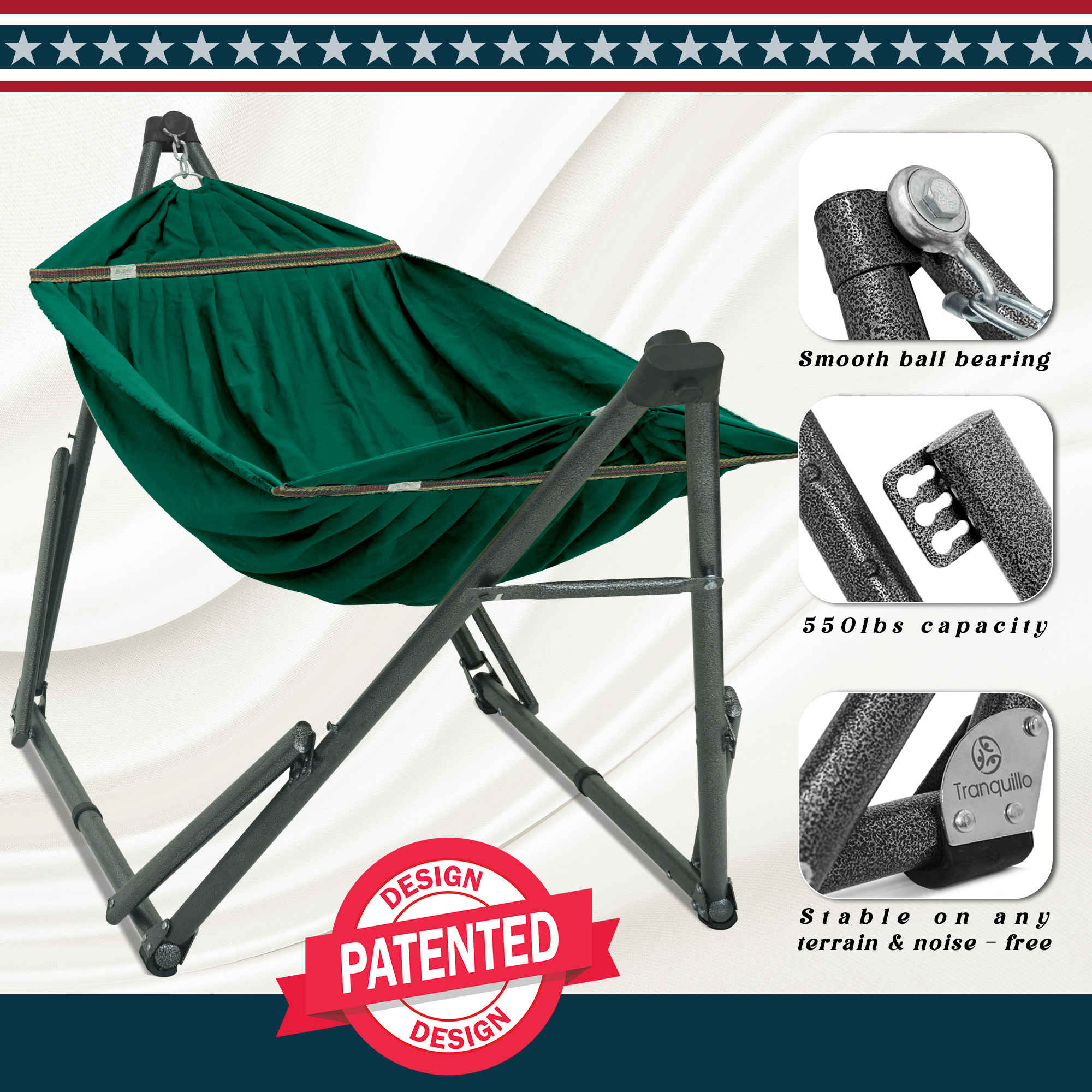 Tranquillo Uniki Canvas Hammock with Stand for Ultimate Relaxation Megsu