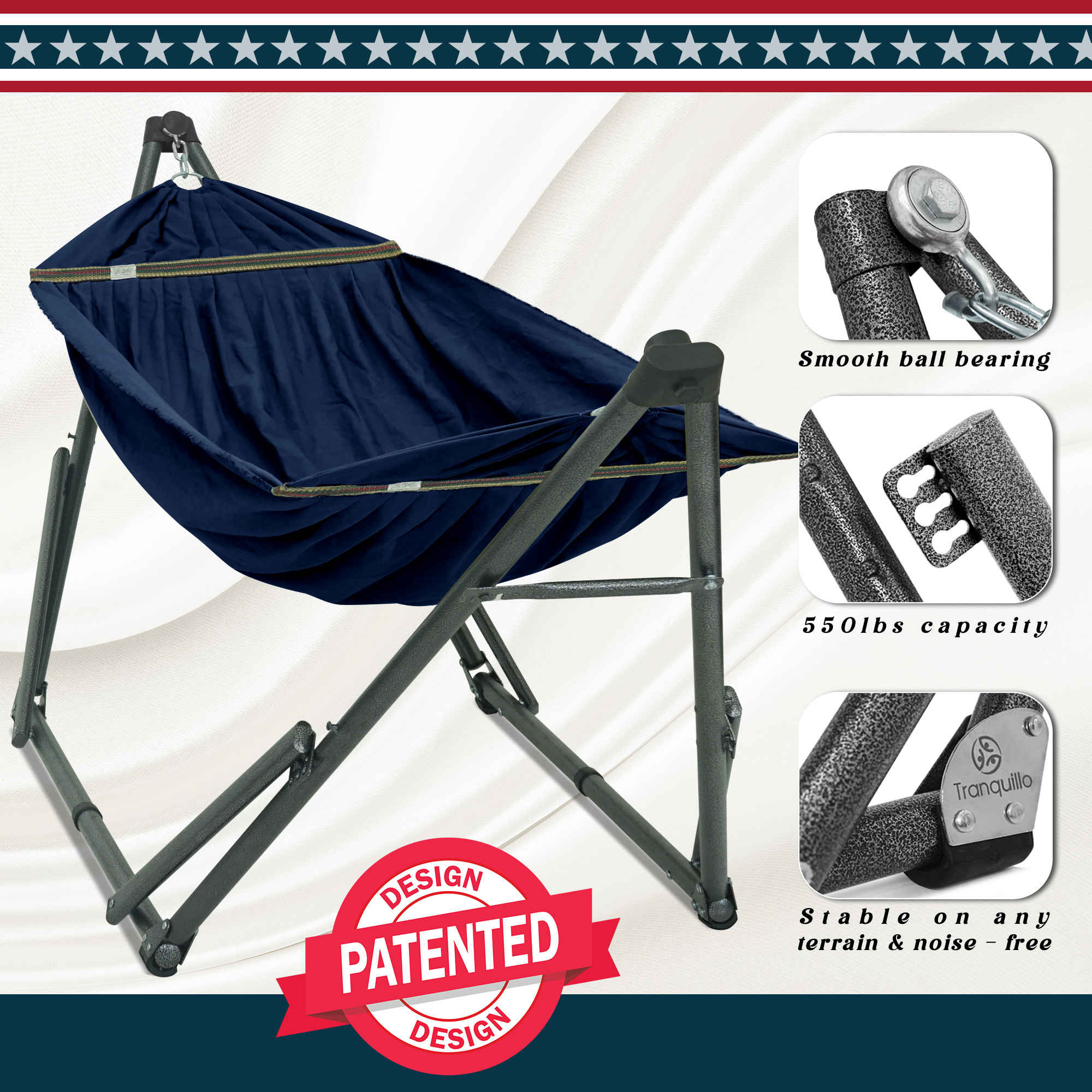 Tranquillo Uniki Canvas Hammock with Stand for Ultimate Relaxation Megsu