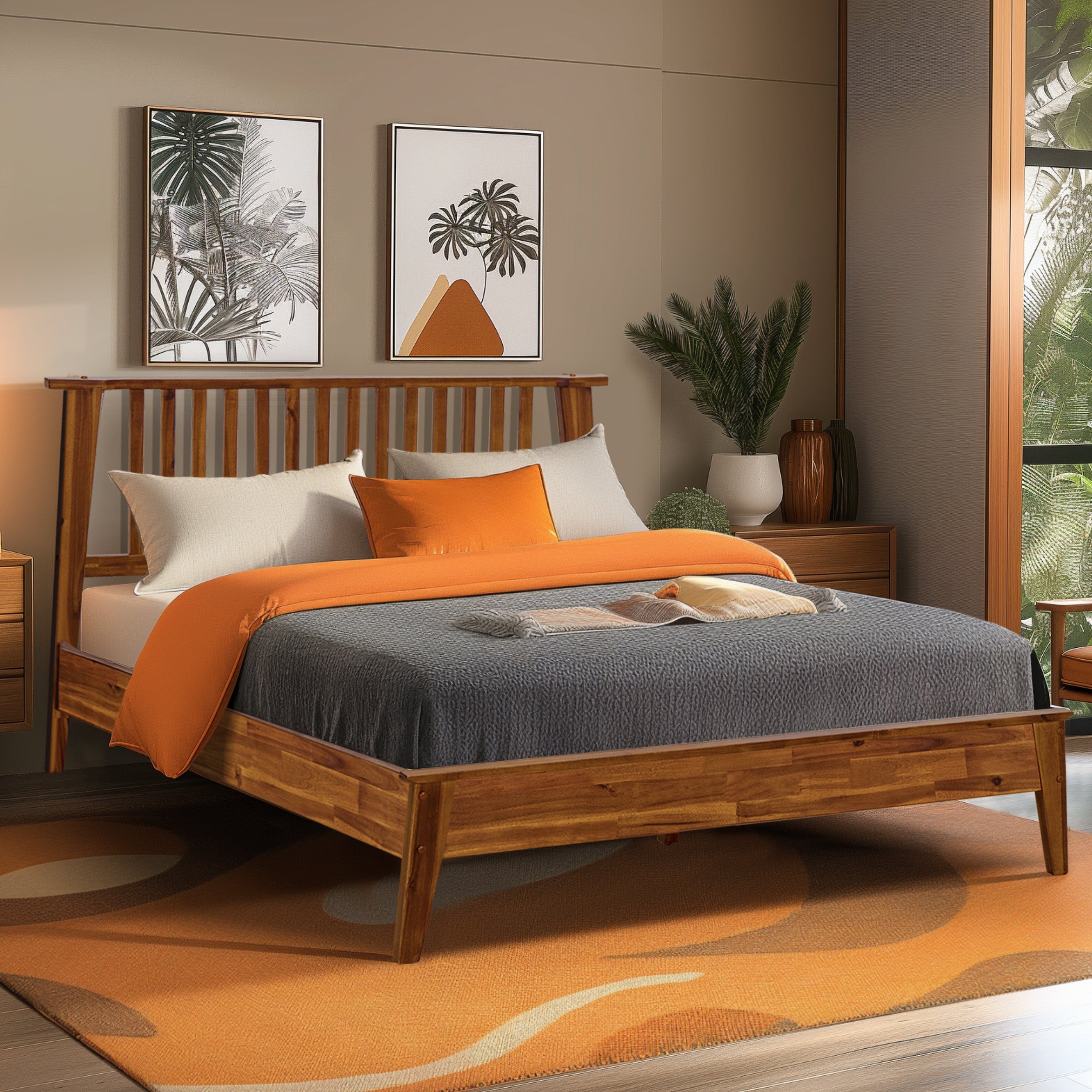 Kaylin Solid Wood Bed Frame Megsu