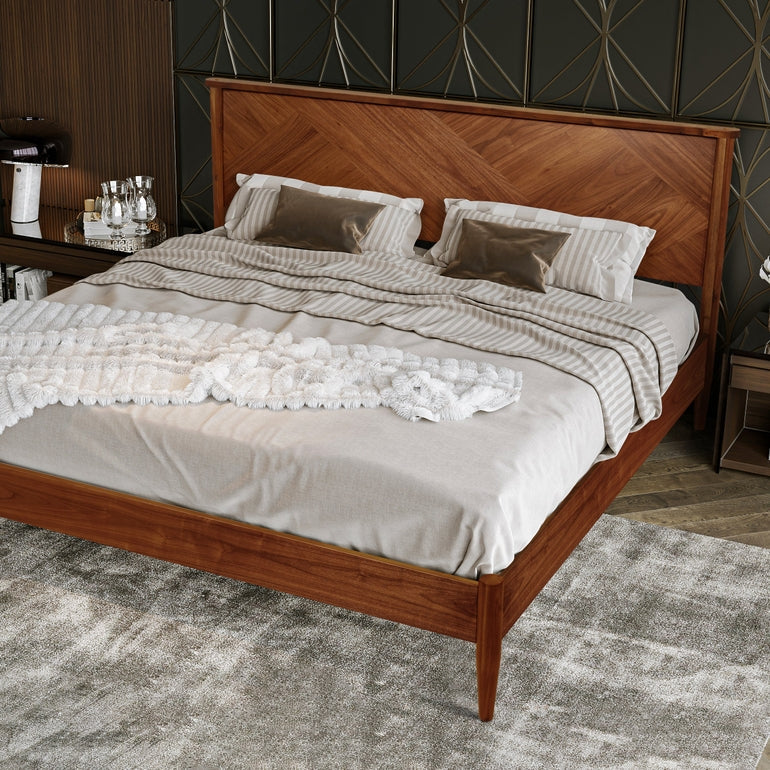 Panthera Solid Wood Bed Frame With Headboard Megsu