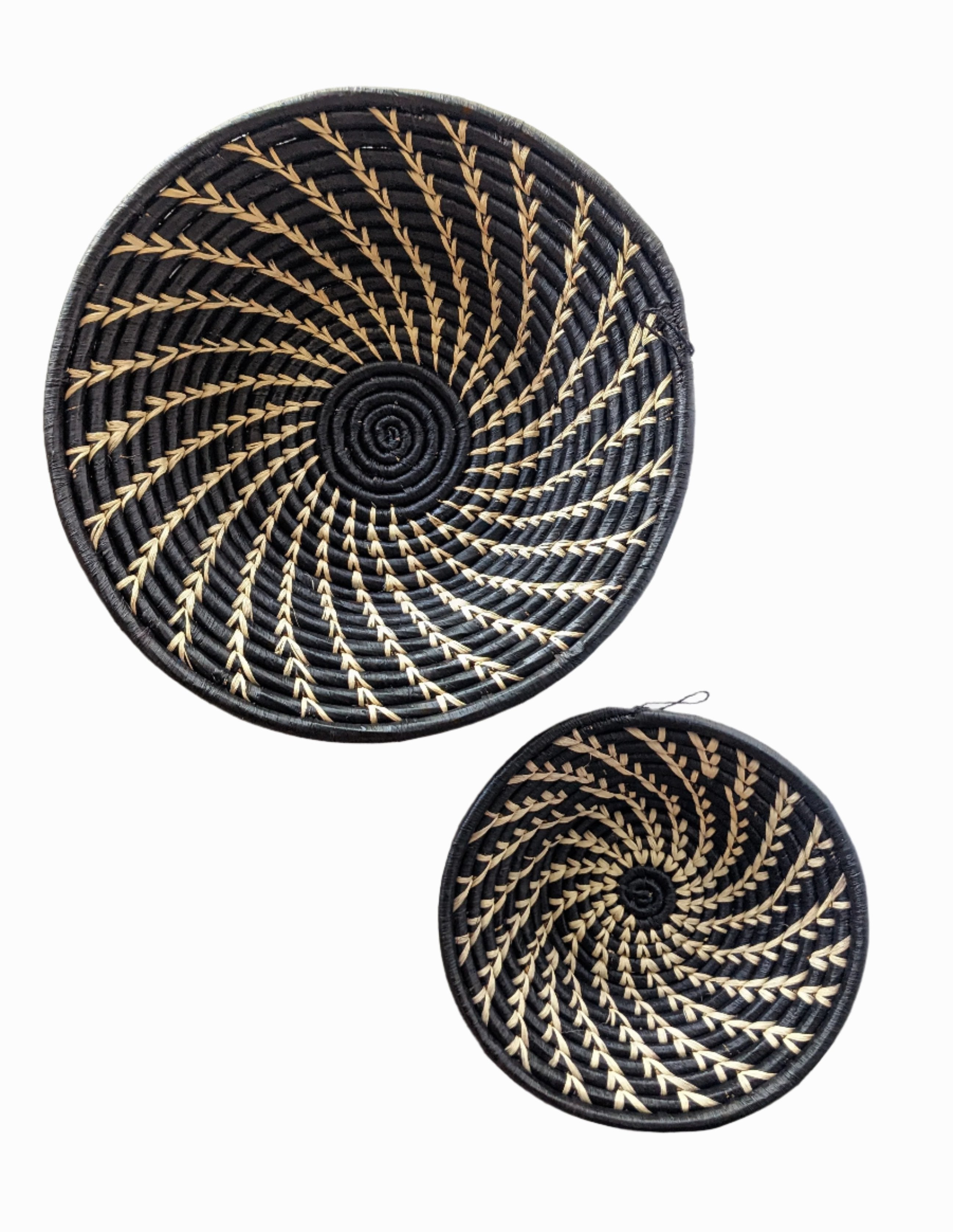 Black White Woven African Wall Storage Baskets Set of 2 Reflektion Design