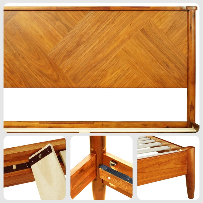 Panthera Solid Wood Bed Frame With Headboard Megsu