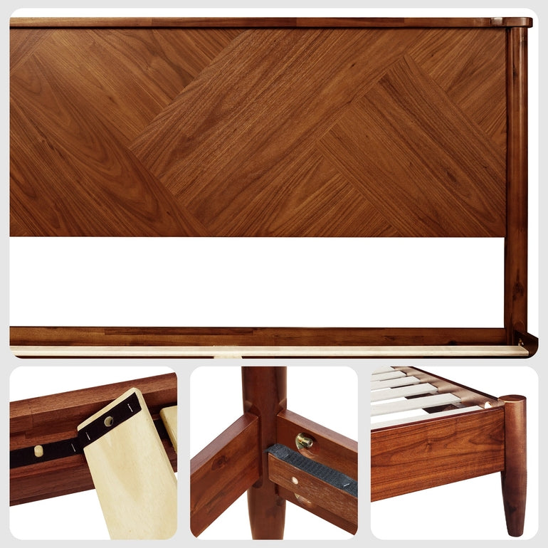 Panthera Solid Wood Bed Frame With Headboard Megsu