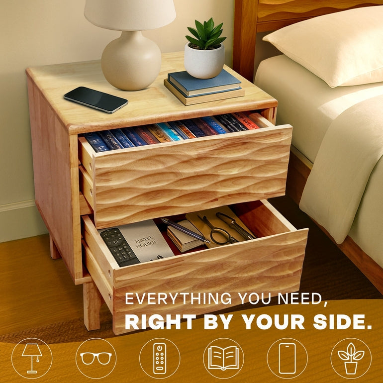 Elara Solid Wood Nightstand Megsu