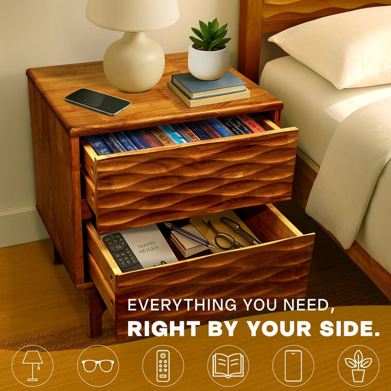 Elara Solid Wood Nightstand Megsu
