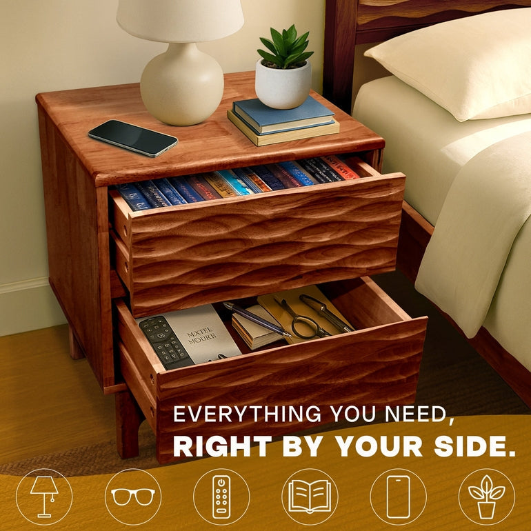 Elara Solid Wood Nightstand Megsu