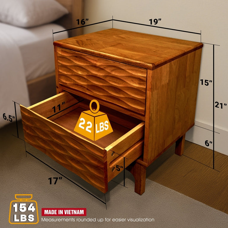 Elara Solid Wood Nightstand Megsu