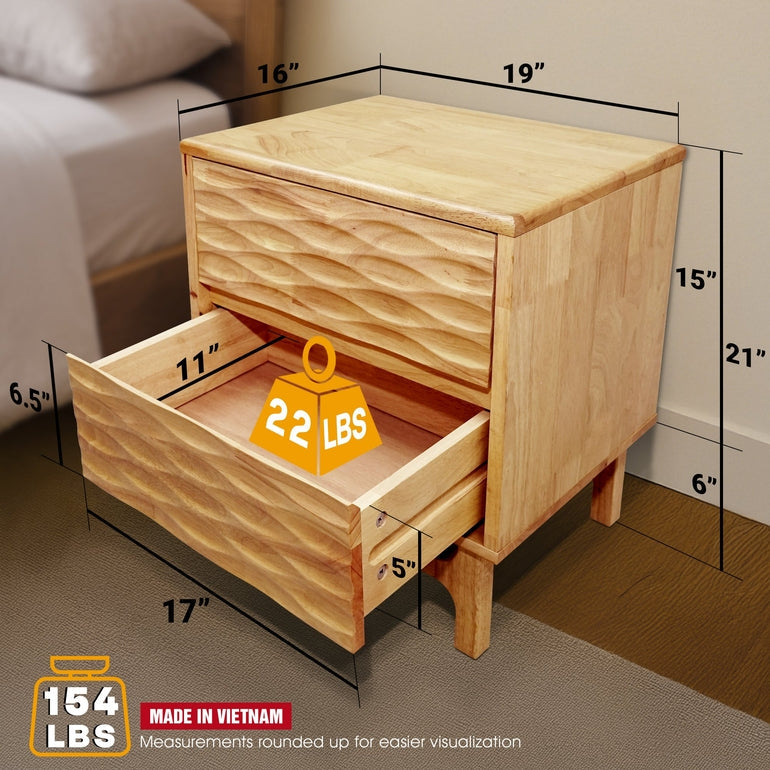 Elara Solid Wood Nightstand Megsu