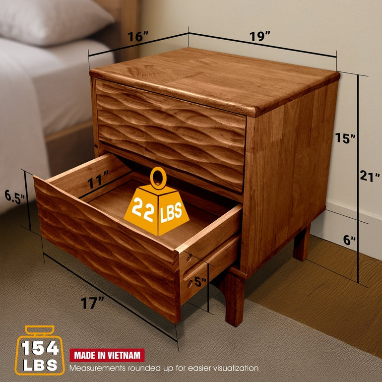 Elara Solid Wood Nightstand Megsu