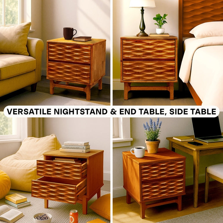 Elara Solid Wood Nightstand Megsu