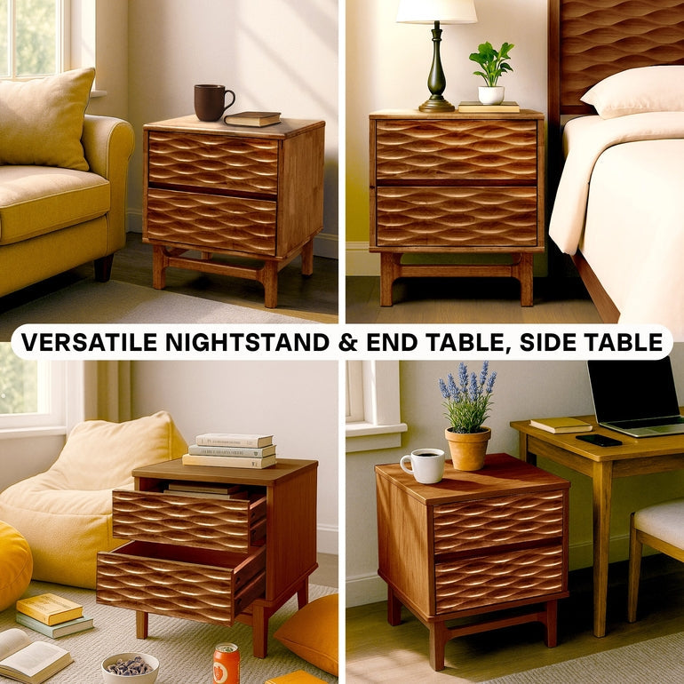 Elara Solid Wood Nightstand Megsu