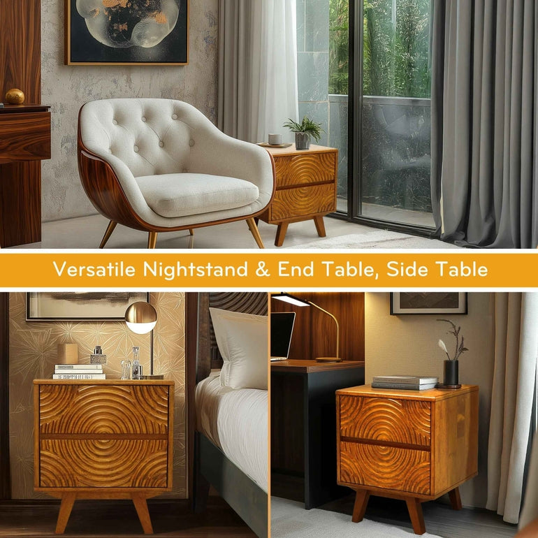 Harmony Solid Wood Nightstand Megsu
