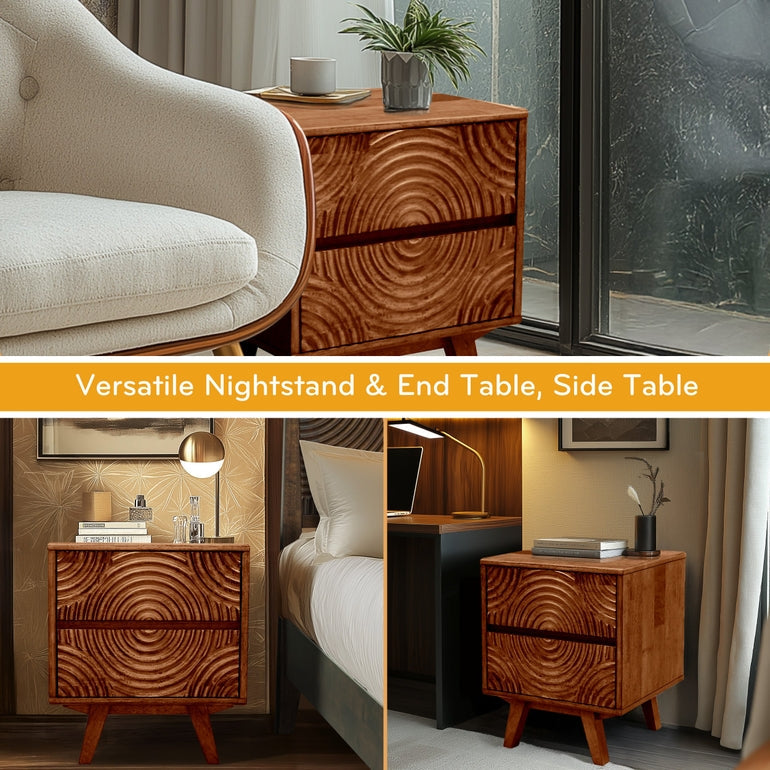 Harmony Solid Wood Nightstand Megsu