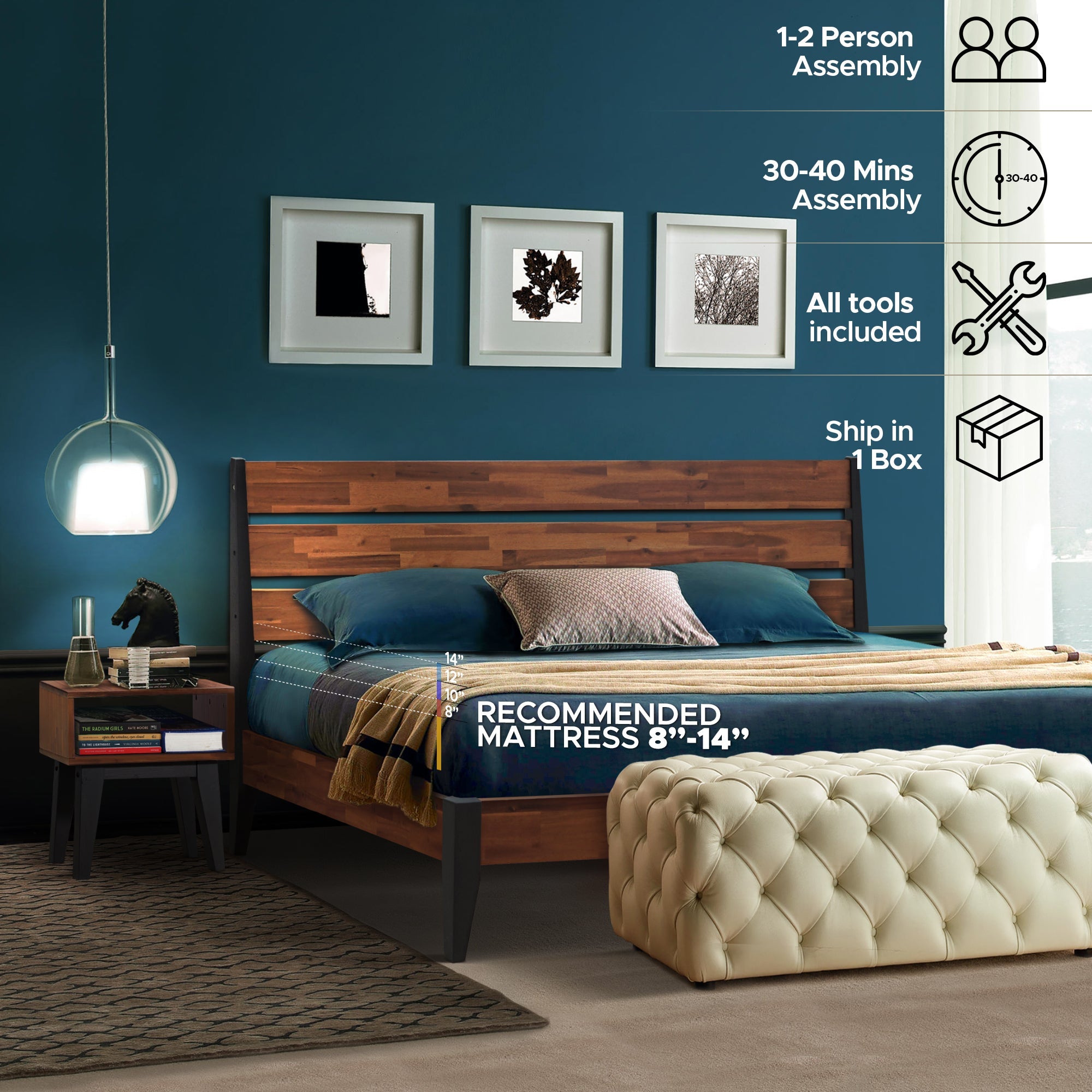 Emery Solid Wood Bed Frame Megsu